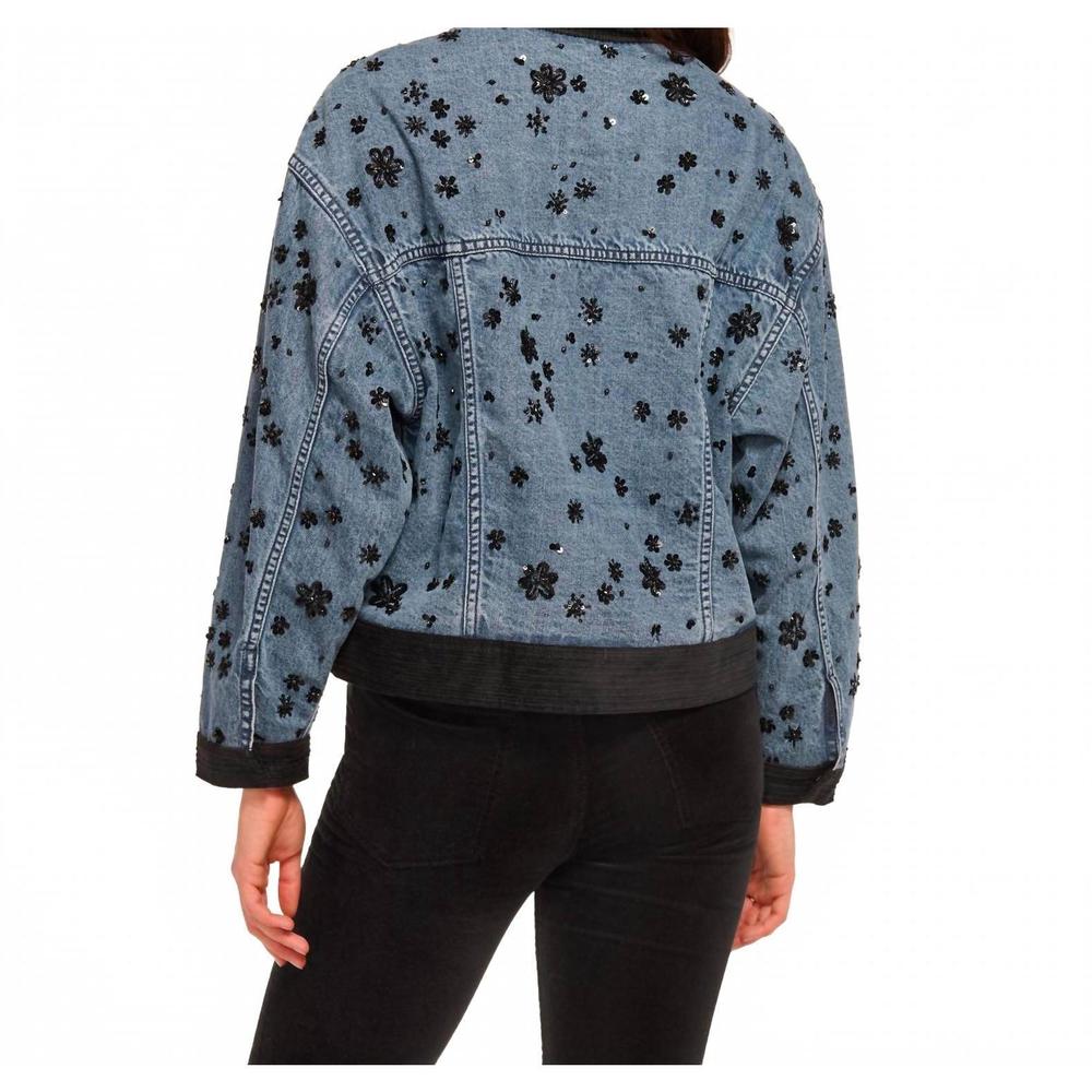 NEW RAMY BROOK robin embellished jean jacket in beaded denim - Picture 2 of 4